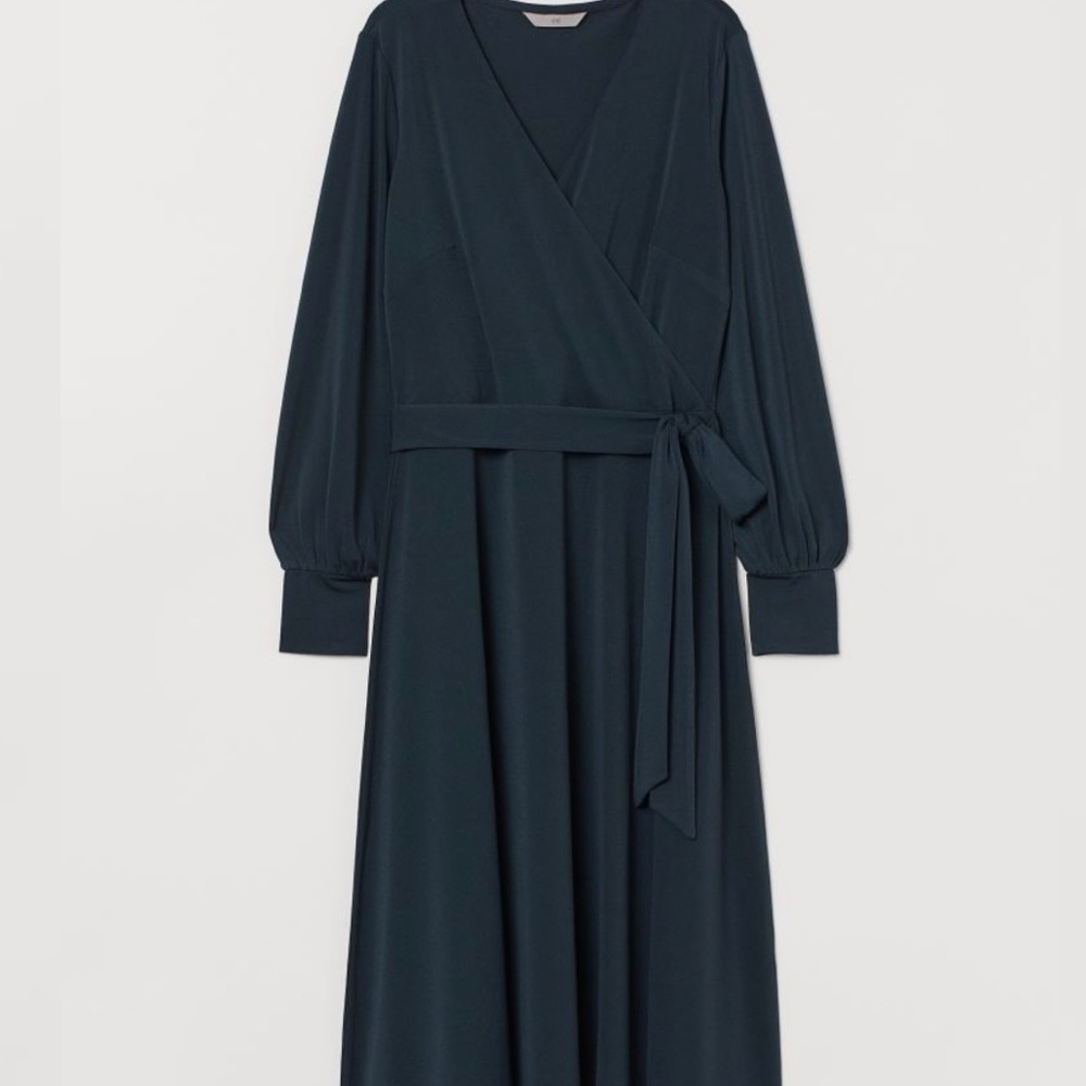 Never Worn Knee-length dress in crêped jersey wrap dress in Teal NWT